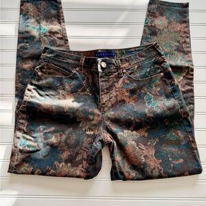 Bandolino Lisbeth Floral Brocade Pants Size 8 Missy Straight Leg Tapestry Look